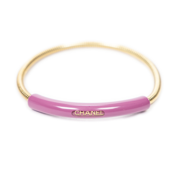 Chanel Logo Bracelet   in Purple/Gold Logo Motif - Picture 1 of 3